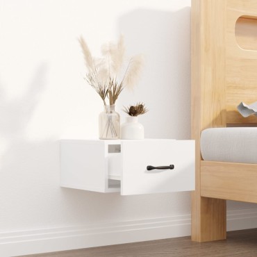 vidaXL Κομοδίνο Επιτοίχιο Γυαλιστερό Λευκό 35x35x20cm 1 τεμ.