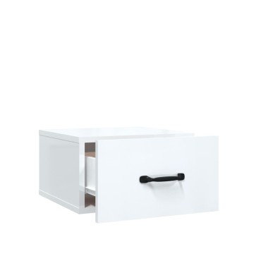 vidaXL Κομοδίνο Επιτοίχιο Γυαλιστερό Λευκό 35x35x20cm 1 τεμ.