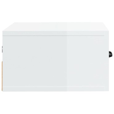 vidaXL Κομοδίνο Επιτοίχιο Γυαλιστερό Λευκό 35x35x20cm 1 τεμ.