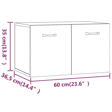 vidaXL Ντουλάπι Τοίχου Μαύρο 60x36,5x35cm από Επεξεργασμένο Ξύλο 1 τεμ.