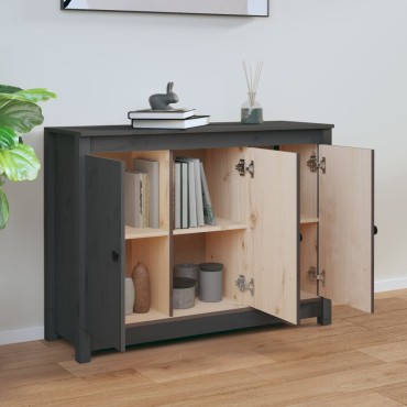 vidaXL Ντουλάπι Γκρι 100x35x74cm από Μασίφ Ξύλο Πεύκου 1 τεμ.