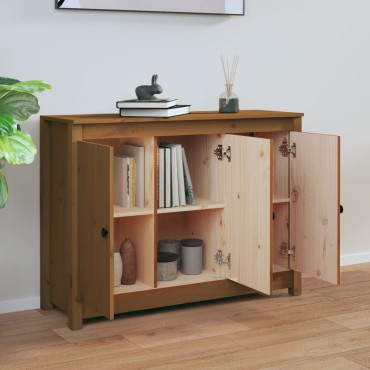 vidaXL Μπουφές Καφέ Μελί 100x35x74cm από Μασίφ Ξύλο Πεύκου 1 τεμ.