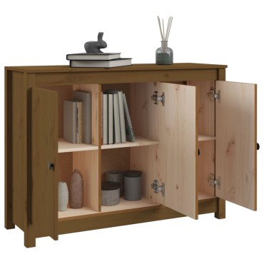 vidaXL Μπουφές Καφέ Μελί 100x35x74cm από Μασίφ Ξύλο Πεύκου 1 τεμ.