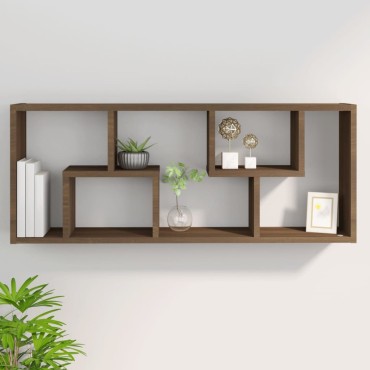 vidaXL Ραφιέρα Τοίχου Καφέ Δρυς 36x16x90cm Επεξεργασμένο Ξύλο 1 τεμ.