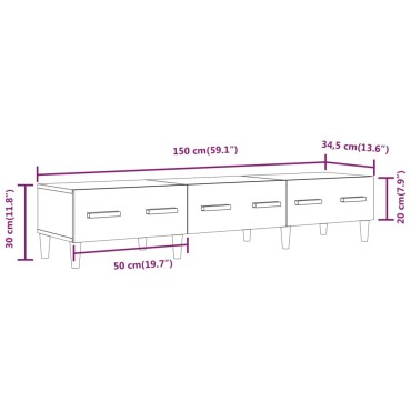 vidaXL Έπιπλο Τηλεόρασης Γκρι Sonoma 150x34,5x30cm Επεξεργασμένο Ξύλο