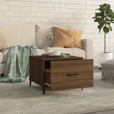 vidaXL Τραπέζι Σαλονιού με Μεταλλικά Καφέ δρυς50x50x40cm 1 τεμ.