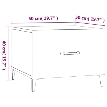 vidaXL Τραπέζι Σαλονιού με Μεταλλικά Καφέ δρυς50x50x40cm 1 τεμ.