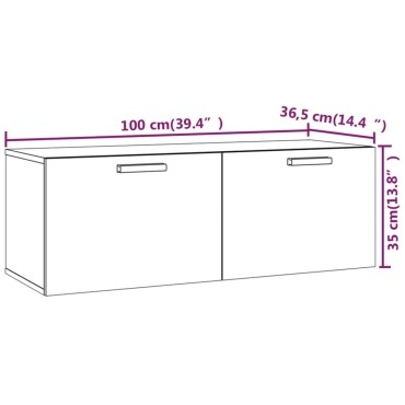 vidaXL Ντουλάπι Τοίχου Γκρι Sonoma 100x36,5x35cm Επεξεργασμένο Ξύλο 1 τεμ.
