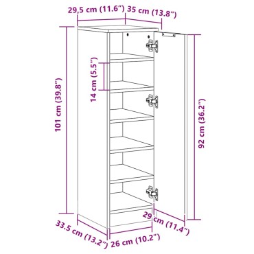 vidaXL Παπουτσοθήκη Λευκή 30x35x100cm από Επεξεργασμένο Ξύλο