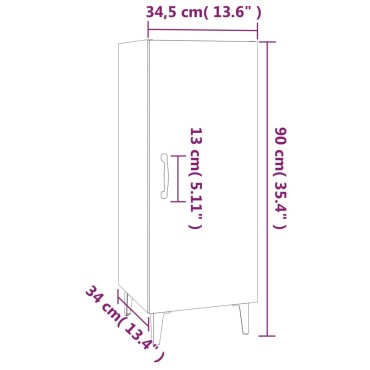 vidaXL Ντουλάπι Λευκό 34,5x34x90cm από Επεξεργασμένο Ξύλο 1 τεμ.