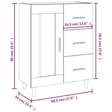 vidaXL Ντουλάπι Λευκό 69,5x34x90cm από Επεξεργασμένο Ξύλο 1 τεμ.