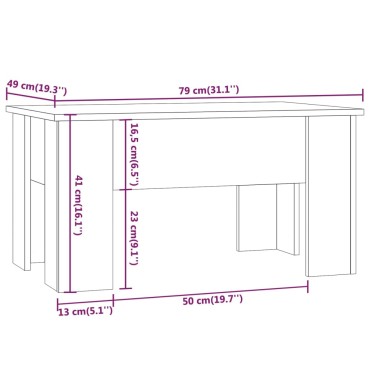 vidaXL Τραπεζάκι Σαλονιού Καπνιστή Δρυς 79x49x41cm Επεξεργασμ. Ξύλο 1 τεμ.
