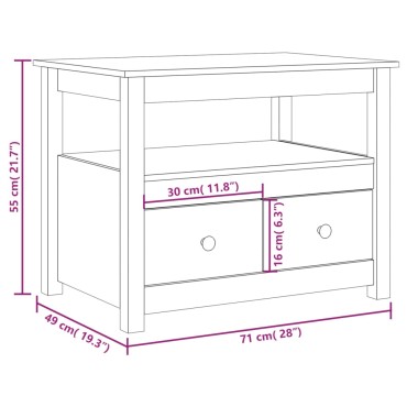 vidaXL Τραπεζάκι Σαλονιού Γκρι 71x49x55cm από Μασίφ Ξύλο Πεύκου 1 τεμ.