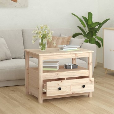 vidaXL Τραπεζάκι Σαλονιού Γκρι 71x49x55cm από Μασίφ Ξύλο Πεύκου 1 τεμ.