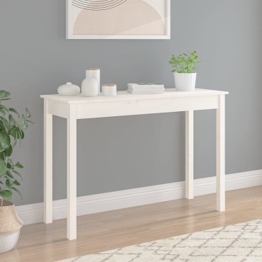 vidaXL Τραπέζι Κονσόλα Λευκό 110x40x75cm από Μασίφ Ξύλο Πεύκου 1 τεμ.