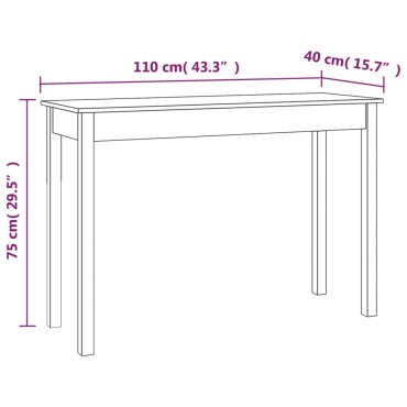vidaXL Τραπέζι Κονσόλα Λευκό 110x40x75cm από Μασίφ Ξύλο Πεύκου 1 τεμ.