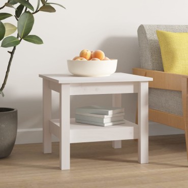 vidaXL Τραπεζάκι Σαλονιού Λευκό 45x45x40cm από Μασίφ Ξύλο Πεύκου 1 τεμ.