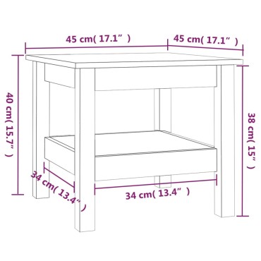 vidaXL Τραπεζάκι Σαλονιού Λευκό 45x45x40cm από Μασίφ Ξύλο Πεύκου 1 τεμ.