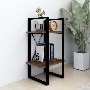 vidaXL Βιβλιοθήκη με 2 Ράφια Καφέ Δρυς 40x30x70cm Επεξεργ. Ξύλο 1 τεμ.