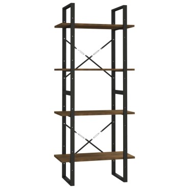 vidaXL Βιβλιοθήκη με 4 Ράφια Καφέ Δρυς 60x30x140cm Επεξεργ. Ξύλο 1 τεμ.