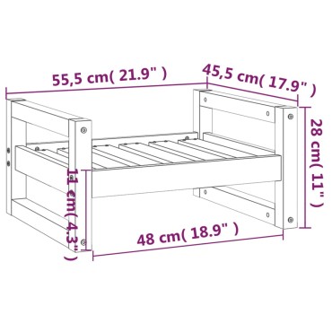 vidaXL Κρεβάτι Σκύλου άσπρο 55,5x45,5x28 εκ. από Μασίφ Ξύλο Πεύκου