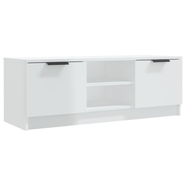 vidaXL Έπιπλο Τηλεόρασης Γυαλ. Λευκό 102x35x36,5cm Επεξεργασμένο Ξύλο