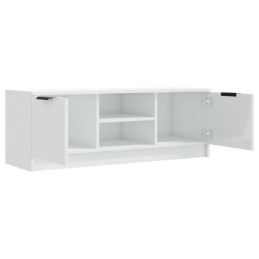 vidaXL Έπιπλο Τηλεόρασης Γυαλ. Λευκό 102x35x36,5cm Επεξεργασμένο Ξύλο
