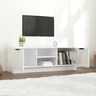 vidaXL Έπιπλο Τηλεόρασης Γυαλ. Λευκό 102x35x36,5cm Επεξεργασμένο Ξύλο