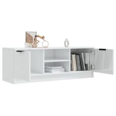 vidaXL Έπιπλο Τηλεόρασης Γυαλ. Λευκό 102x35x36,5cm Επεξεργασμένο Ξύλο
