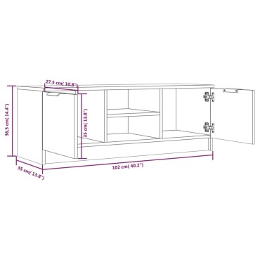 vidaXL Έπιπλο Τηλεόρασης Γυαλ. Λευκό 102x35x36,5cm Επεξεργασμένο Ξύλο