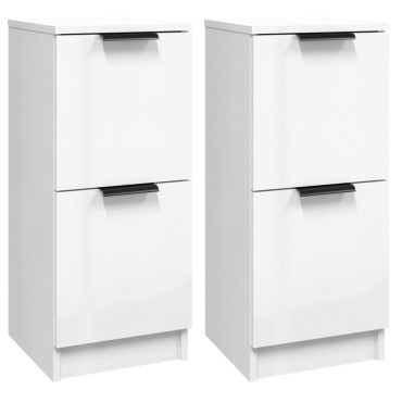 vidaXL Ντουλάπια 2 τεμ. Γυαλ. Λευκό 30x30x70cm Επεξεργασμένο Ξύλο