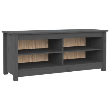vidaXL Παπουτσοθήκη Γκρι 110x38x45,5cm από Μασίφ Ξύλο Πεύκου