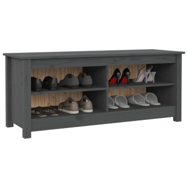 vidaXL Παπουτσοθήκη Γκρι 110x38x45,5cm από Μασίφ Ξύλο Πεύκου