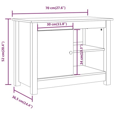 vidaXL Έπιπλο Τηλεόρασης Μελί 70x36,5x52cm από Μασίφ Ξύλο Πεύκου