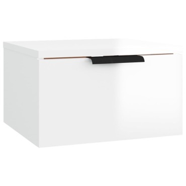 vidaXL Κομοδίνο Επιτοίχιο Γυαλιστερό Λευκό 34x30x20cm 1 τεμ.