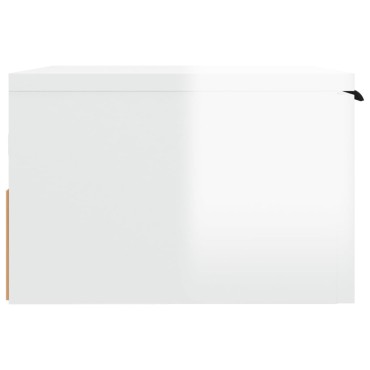 vidaXL Κομοδίνο Επιτοίχιο Γυαλιστερό Λευκό 34x30x20cm 1 τεμ.