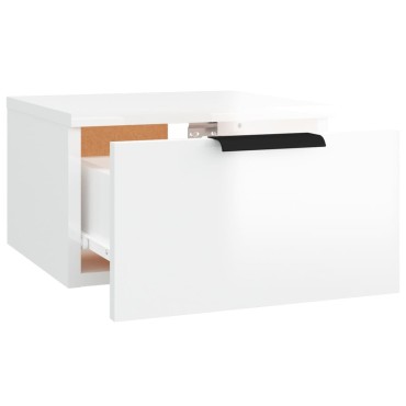 vidaXL Κομοδίνο Επιτοίχιο Γυαλιστερό Λευκό 34x30x20cm 1 τεμ.