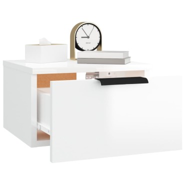 vidaXL Κομοδίνο Επιτοίχιο Γυαλιστερό Λευκό 34x30x20cm 1 τεμ.