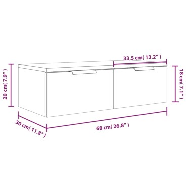 vidaXL Ντουλάπι Τοίχου Γκρι Σκυρ. 68x30x20cm Επεξεργασμένο Ξύλο 1 τεμ.
