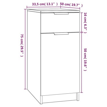 vidaXL Ντουλάπι Γραφείου Γκρι Σκυροδ. 100x50x75cm Επεξεργασμένο Ξύλο 1 τεμ.