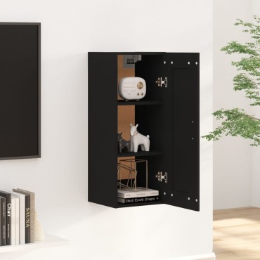 vidaXL Ντουλάπι Κρεμαστό Μαύρο 35x34x90cm Επεξεργασμένο Ξύλο 1 τεμ.