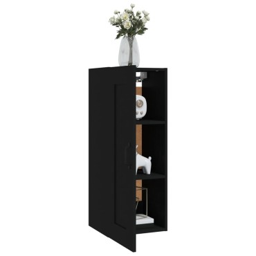 vidaXL Ντουλάπι Κρεμαστό Μαύρο 35x34x90cm Επεξεργασμένο Ξύλο 1 τεμ.