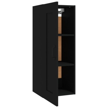 vidaXL Ντουλάπι Κρεμαστό Μαύρο 35x34x90cm Επεξεργασμένο Ξύλο 1 τεμ.