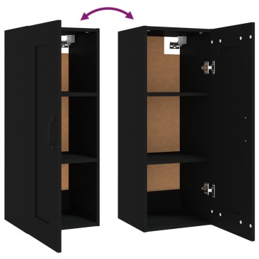 vidaXL Ντουλάπι Κρεμαστό Μαύρο 35x34x90cm Επεξεργασμένο Ξύλο 1 τεμ.