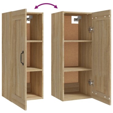 vidaXL Ντουλάπι Κρεμαστό Sonoma Δρυς 35x34x90cm Επεξεργασμένο Ξύλο 1 τεμ.
