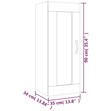 vidaXL Ντουλάπι Κρεμαστό Sonoma Δρυς 35x34x90cm Επεξεργασμένο Ξύλο 1 τεμ.