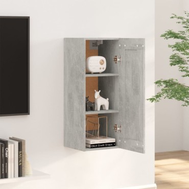 vidaXL Ντουλάπι Κρεμαστό Γκρι Σκυροδέματος 35x34x90cm Επεξ. Ξύλο 1 τεμ.