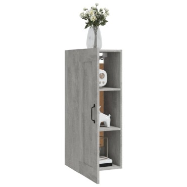 vidaXL Ντουλάπι Κρεμαστό Γκρι Σκυροδέματος 35x34x90cm Επεξ. Ξύλο 1 τεμ.