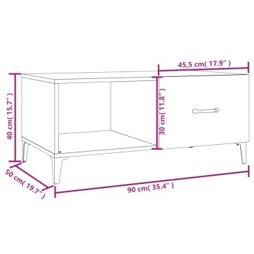 vidaXL Τραπεζάκι Σαλονιού Μαύρο 90x50x40cm Επεξεργασμένο Ξύλο 1 τεμ.