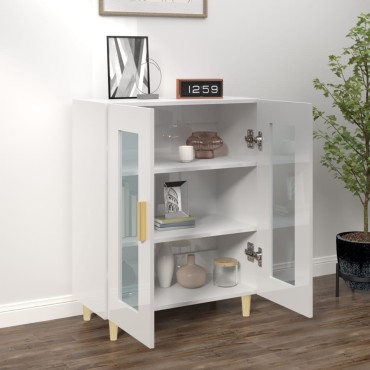 vidaXL Ντουλάπι Γυαλιστερό Λευκό 69,5x34x90cm Επεξεργασμένο Ξύλο 1 τεμ.